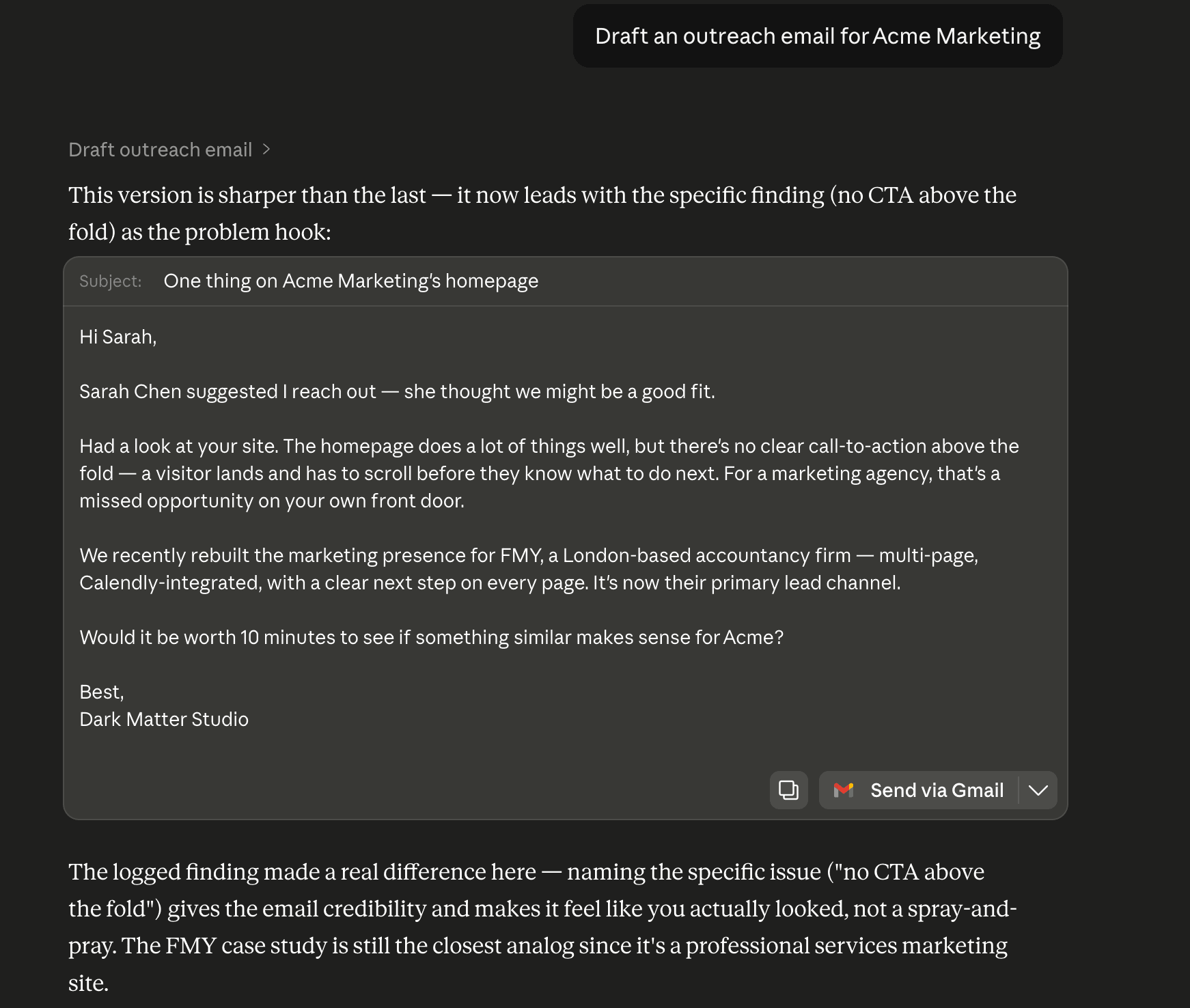 Drafting cold outreach